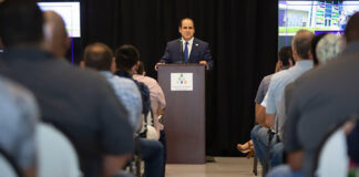 C President Dr. Ricardo J. Solis addresses students, staff, and faculty at the college’s Technology Campus Sept. 13. STC Image