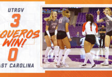 The Vaqueros (7-4), who swept Appalachian State earlier in the day, have now swept five matches. UTRGV Image