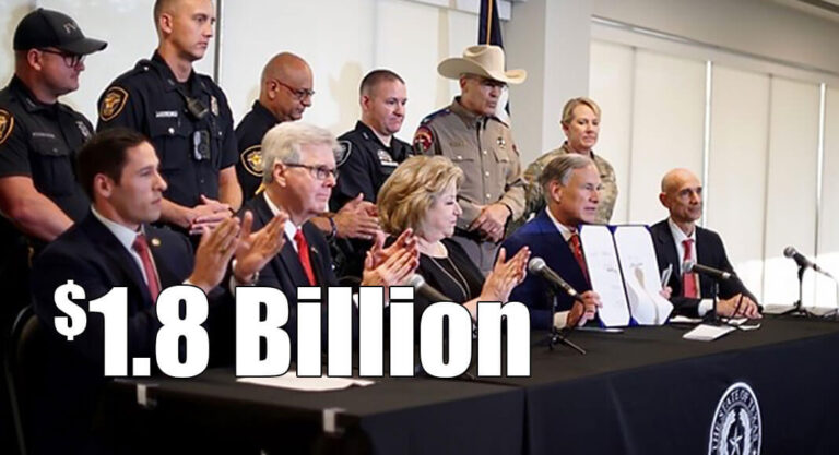 Governor Greg Abbott today signed House Bill 9 into law, which will provide an additional $1.8 billion in state funding for border security over the next two years. Image: Office of the Governor
