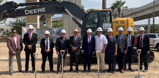 Senator Hinojosa is joined by several officials for the ground breaking ceremony for the Pharr Interchange Project. Courtesy Photo