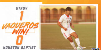 Brownsville-native and freshman Javier Chavez scored his first-career goal. UTRGV Image.