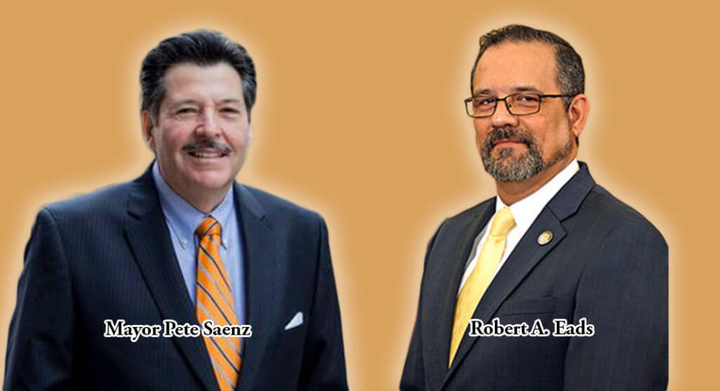 City of Laredo Mayor Pete Saenz and former Laredo City Manager Robert A. Eads. Photos courtesy Mayor Pete Saenz /Twitter and City of Laredo.