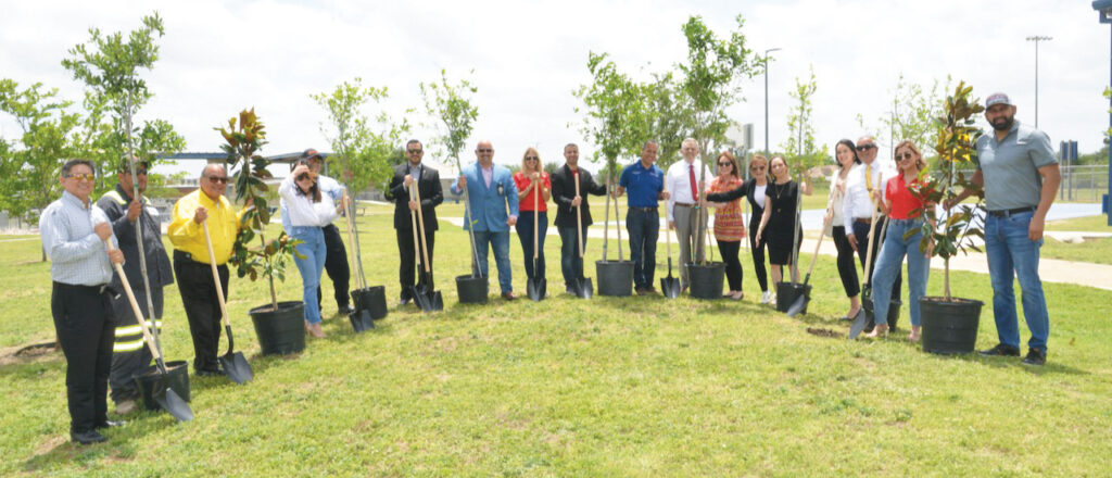 Arbor Day celebration on April 29, 2022, at the Janet Ogden Vackar Sports Complex Park. Bob and Janet Ogden Vackar were present. Edinburg Mayor Ramiro Garza and members of the city commission participated in this ceremony. Trees donated by Bert Ogden Subaru and the City of Edinburg. Image credit Roberto Hugo Gonzalez