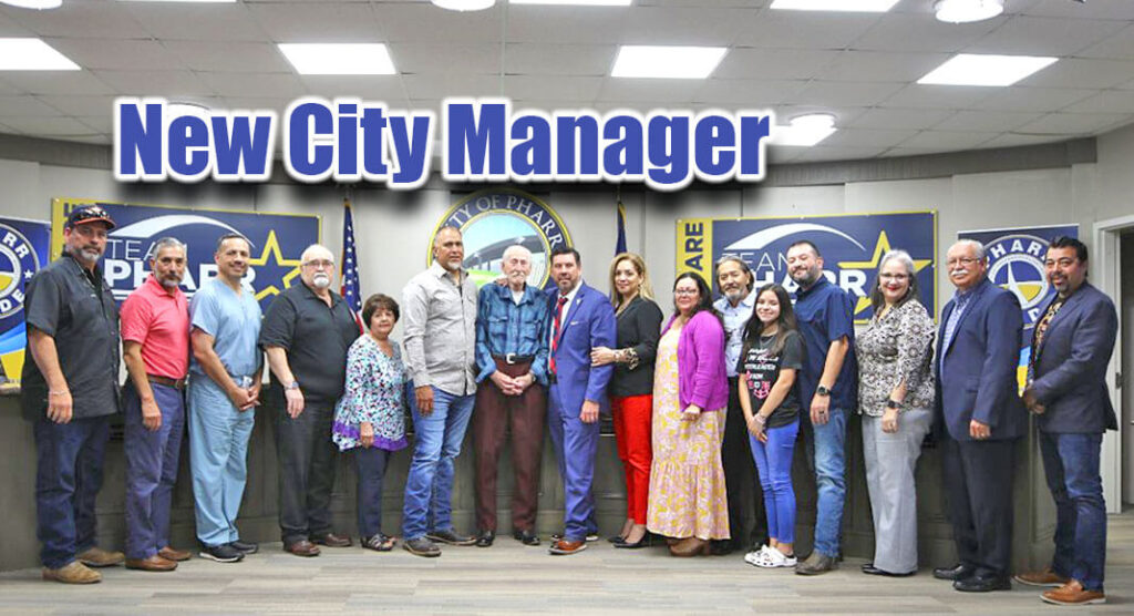 Mayor Ambrosio Hernandez, M.D., and the Pharr City Commission recognized newly appointed City Manager Andy Harvey during the city meeting. Courtesy Image