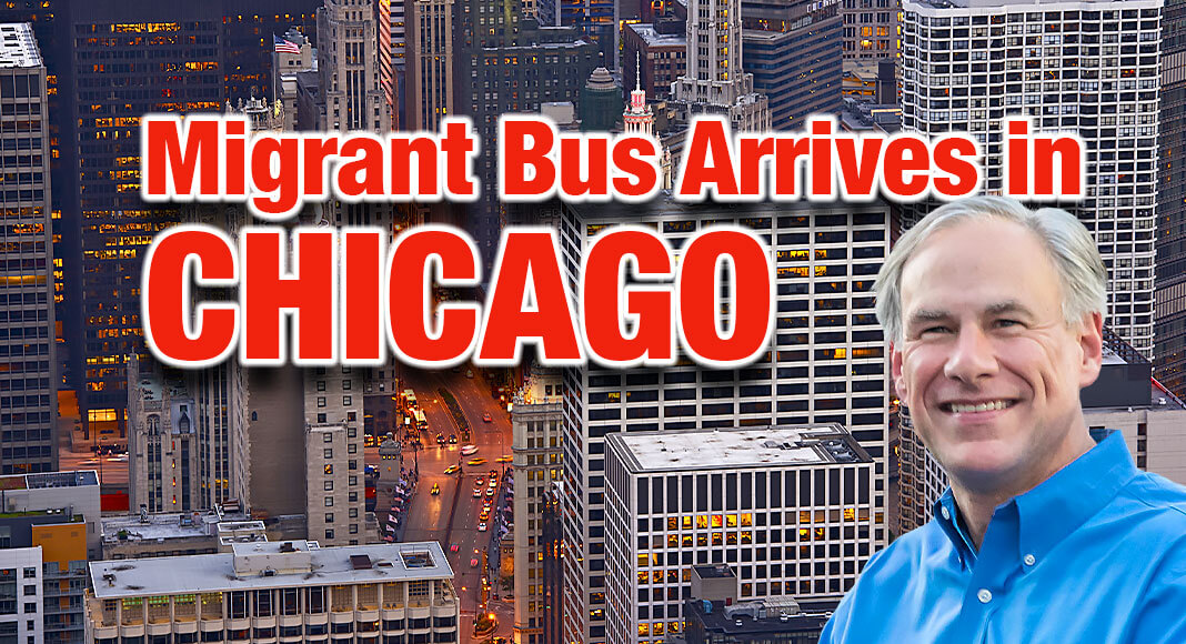  Governor Greg Abbott announced the arrival of the first group of migrants bused to Chicago, Illinois from Texas.  Image for illustration purposes 