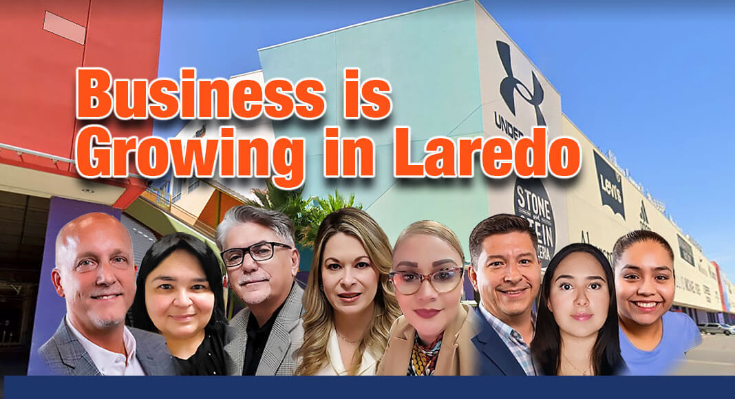 The Successful team at the Laredo EDC (Left to Right) Gene Lindgren, President and CEO; Yvette Peña, Chief Administrative Officer; Joseph Mendiola, VP of Business Attraction and Retention; Yvette Sanchez, VP of International Business Recruitment; Ana B. Del Bosque, Administrative Support Specialist; Cesar Hernandez, Program Director; Zaira Lopez, Marketing Coordinator; and Gabriela Martinez, Administrative Assistant. Courtesy Images, Bgd. Googlemaps