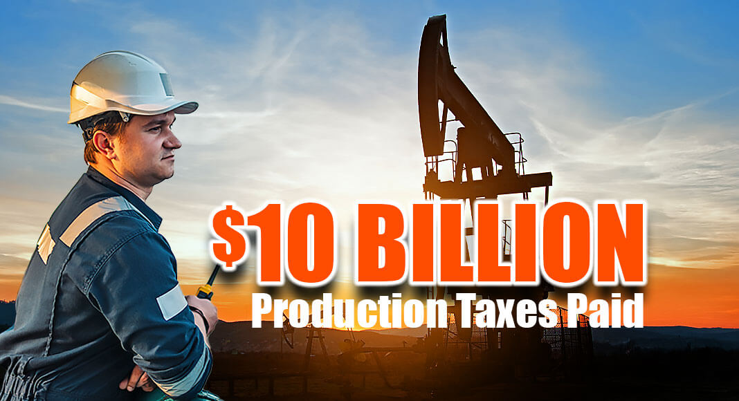 Production taxes paid by the oil and natural gas industry to the State of Texas broke $10 billion for the first time in history — an incredible $10.83 billion for FY 2022.  Image for illustration purposes