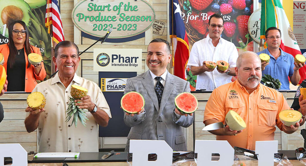 Pharr Mayor Ambrosio Hernandez, Eddie Lucio and other officials opened the produce season. Image Source: https://www.facebook.com/cityofpharr