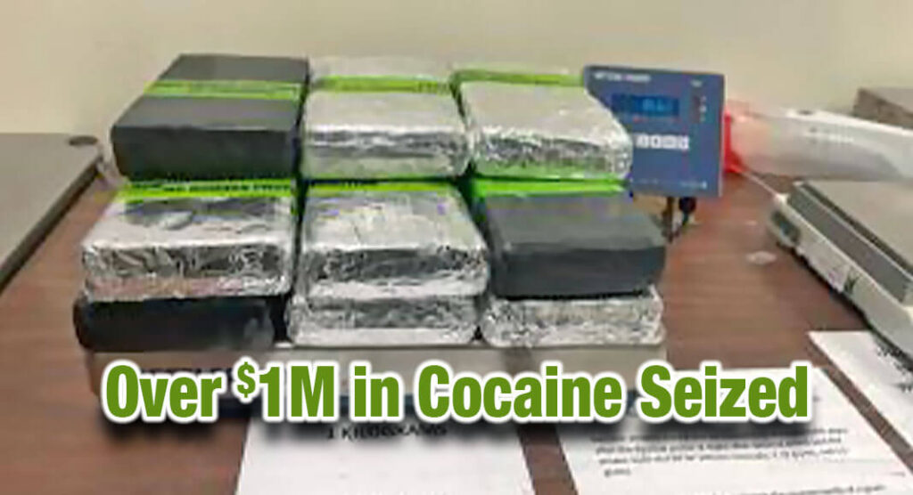 Packages containing nearly 37 pounds of cocaine seized by CBP officers at Hidalgo International Bridge. USCBP Image