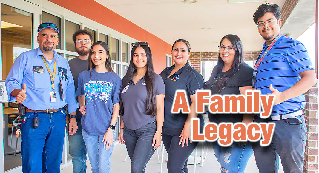 As first-generation college students, members of the Lopez family explain how their success in education and in the workplace goes back to the creation of South Texas College in Starr County nearly 30 years ago. The Lopez’s say their story is tightly woven with the start of the college.  Left to right Miguel López, Ángel López, Bibiana Rivas, Nicole Rivas, Elizabeth López, Blanca López and Mario López. STC Image 