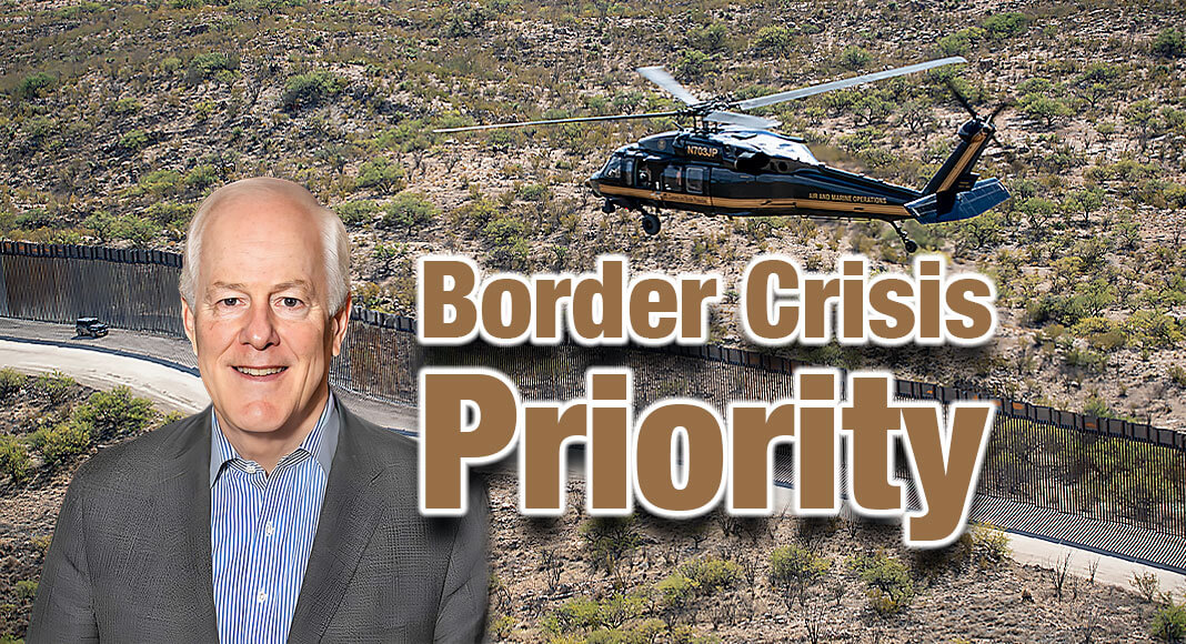 U.S. Senator John Cornyn (R-TX) discussed the national security and humanitarian crisis at the southern border and his recent visit with a bipartisan group of Senators to El Paso, Texas. Image Source: Twitter and USCBP for illustration purposes