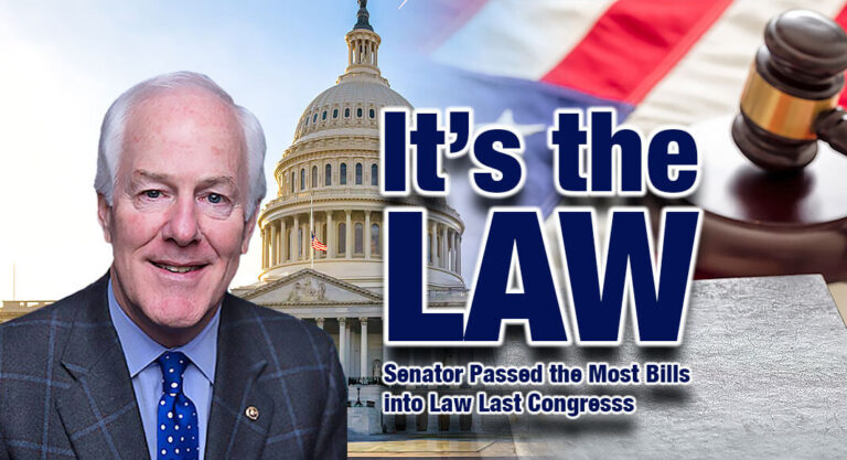 Cornyn Passed Most Bills into Law Last Congress
