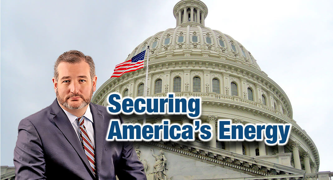  U.S. Sen. Ted Cruz (R-Texas) reintroduced the Energy Freedom Act, in order to make America energy secure again by accelerating federal permitting for energy projects and pipelines, mandating new onshore and offshore oil and gas lease sales, approving pending liquified natural gas (LNG) export licenses, and generally speeding up solar, wind, and geothermal development. Image for illustration purposes. Cruz Image Source:  U.S. Senate Photographic Studio, Public domain, via Wikimedia Commons