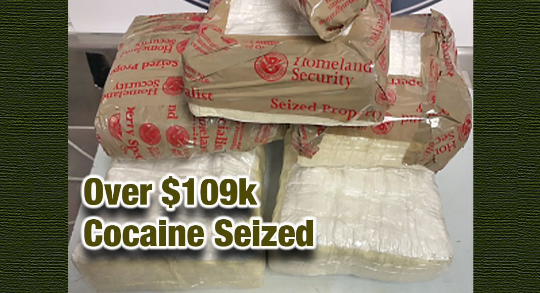 Packages containing more than eight pounds of cocaine seized by CBP officers at Eagle Pass Port of Entry. USCBP Image 