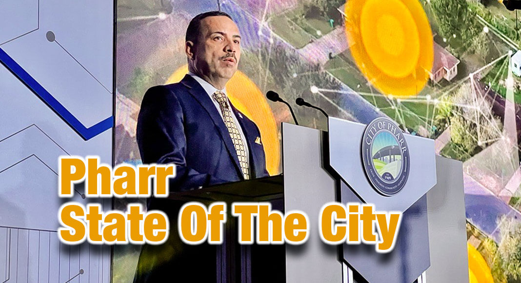 Mayor Ambrosio Hernandez, M.D., delivers the State of the City address at the Pharr Events Center (3000 N. Cage Blvd.) January 19th, 2023. Photo by Roberto Hugo Gonzalez