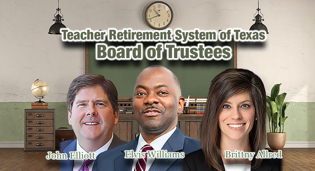Governor Greg Abbott has appointed Brittny Allred and Elvis Williams and reappointed John Elliott to the Teacher Retirement System of Texas Board of Trustees for terms set to expire on August 31, 2027. Image Sources: Brittny Allred; lkcm.com, Elvis Williams; eisd.net, and John Elliot; txdirectory.com