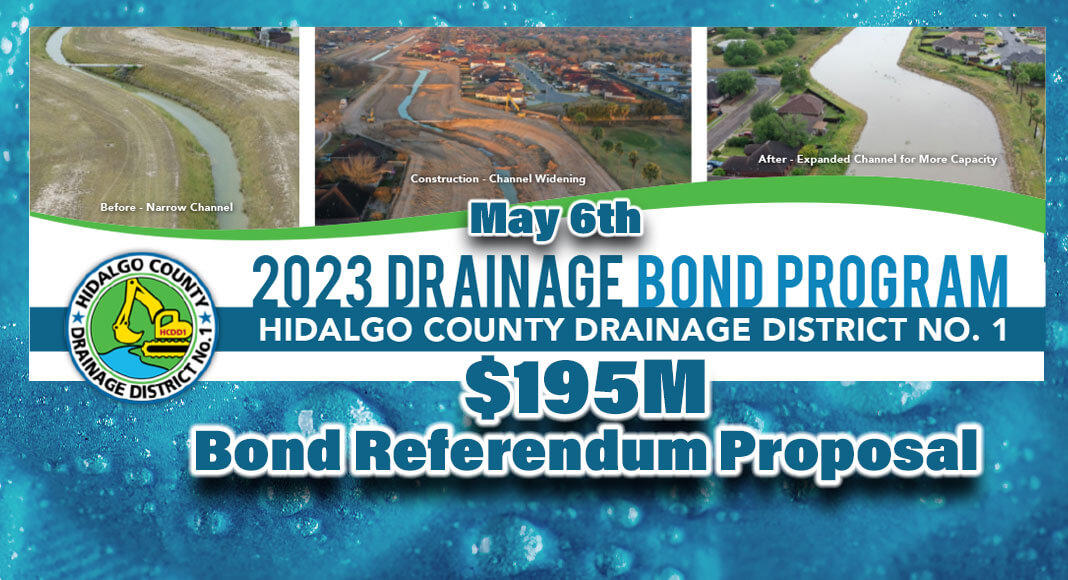 In its ongoing effort to mitigate flood problems and increase local drainage capacity during major rain events, the Hidalgo County Drainage District No. 1 is proposing a $195 million bond package during the upcoming May 6 election. The bond package would have ZERO impact on the district's tax rate. Courtesy image for illustration purposes