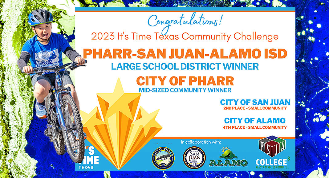 For the 5th consecutive year, Pharr-San Juan-Alamo ISD (PSJA ISD) was named the winner of the Large School District Category of the statewide It’s Time Texas Community Challenge sponsored by H-E-B with more than 7.7 million points. The City of Pharr also earned 1st Place in the Mid-Sized Community Category. Courtesy Image for illustration purposes
