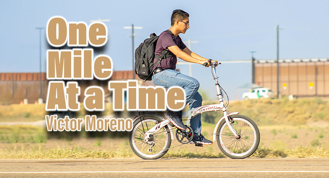 Precision Manufacturing Technology student Victor Moreno talks about his motivation attending South Texas College even while cycling every day down the often-dangerous stretch of highway between the McAllen-Hidalgo International Bridge and STC in order to get to class. STC Image