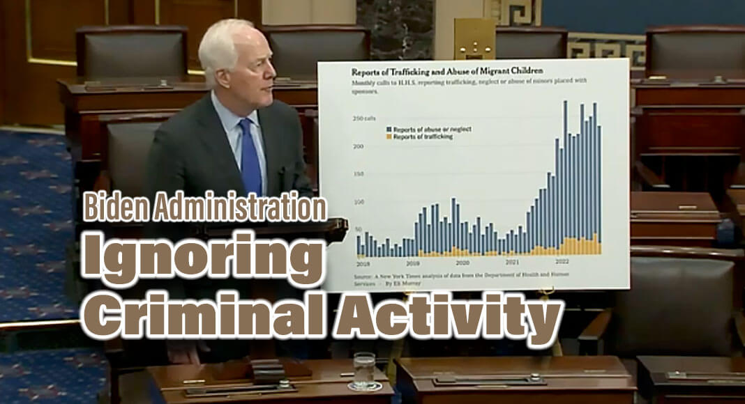 On the floor, U.S. Senator John Cornyn (R-TX) detailed a recent investigation alleging that the Biden administration ignored reports of labor trafficking involving thousands of migrant children and retaliated against whistleblowers. YouTube Image