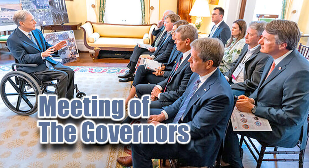 Governor Greg Abbott hosted nine of his fellow Governors for a border security briefing to provide an update on the ongoing crisis and share insights into Texas' unprecedented response to President Joe Biden's open border policies at the Governor's Mansion in Austin.  Photo: Office of the Governor