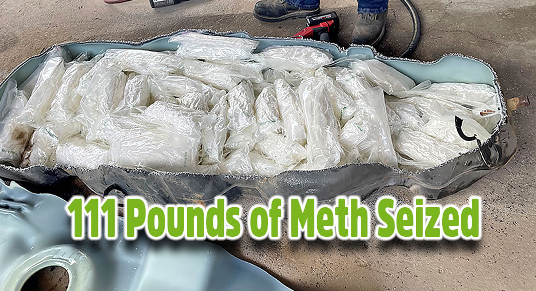 U.S. Customs and Border Protection officers working at the Ysleta Port of Entry in El Paso, Texas intercepted 111 pounds of methamphetamine with an estimated street value of more than $330,000. USCBP Image