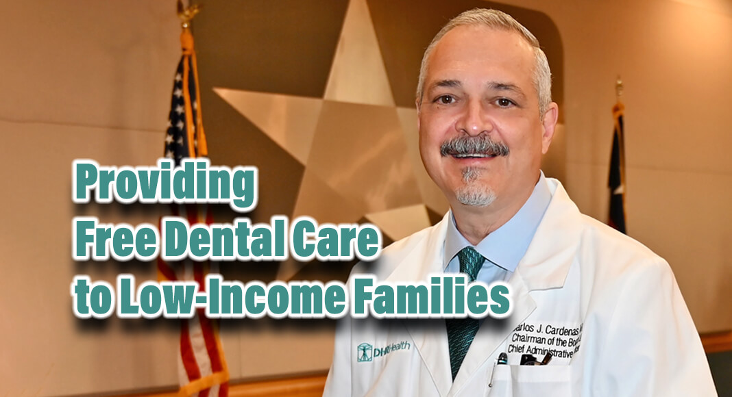 Championing Health Equity: Dr. Carlos J. Cardenas of DHR Health joins hands with dedicated professionals in the Texas Mission of Mercy initiative, ensuring free dental care for families in need. Together, they're not just filling cavities but bridging healthcare disparities, emphasizing the profound connection between oral health and overall well-being. Photo by Roberto Hugo González