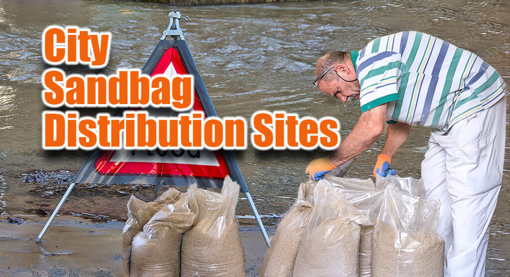 In preparation for inclement weather, sandbag distribution is available to residents. Image for illustration purposes
