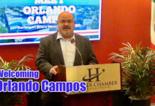 Orlando Campos, the pillar of a transformative era, passionately addressing the Harlingen community, outlining the promising journey ahead for the Harlingen Economic Development Corporation. Video photo by Noah Mangum González