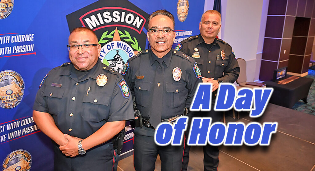 A Triumphant Moment of Leadership Transition: From left to right, the newly promoted Assistant Chief Reynaldo Perez, a 30-year veteran deeply committed to community safety and departmental integrity; at the center, Chief of Police Cesar Torres, the driving force behind the Mission Police Department's dedication to service and excellence; and Assistant Chief Ted Rodriguez, reinforcing a legacy of strong leadership. Together, they stand as pillars of the department at a ceremony that marked significant promotions, welcomed recruits, and emphasized the core values and standards that bind the Mission Police Department to the community it serves. Photo By Roberto Hugo González