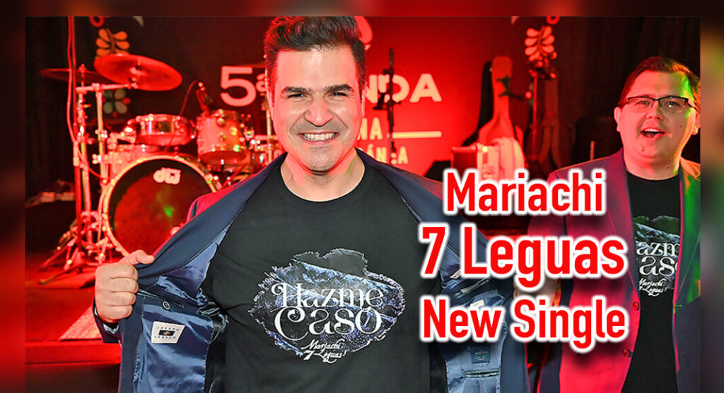 🎉🎶 Emilio Santos, founder of Mariachi 7 Leguas, proudly dons a T-shirt featuring their brand-new single "Hazme Caso" at a grand party and ribbon-cutting ceremony. 19 years in the making, this single marks not just a milestone for the band but also serves as a tribute to the enduring allure of Mariachi music. 🇲🇽🎺 #HazmeCaso #Mariachi7Leguas #CulturalHeritage #MexicanMusic #NewSingle. Photo by Roberto Hugo González