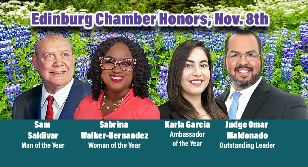  The Edinburg Chamber of Commerce proudly announces Sam Saldivar and Sabrina Walker-Hernandez as its 2023 Man and Woman of the Year. The chamber will roll out the red carpet in celebration of their outstanding contributions at the Annual Installation & Awards Banquet, scheduled for Wednesday, November 8, 2023, at 6:30 P.M. The event will take place at the Region One Service Center, located at 1900 W Schunior St. Images courtesy of Edinburg Chamber of Commerce