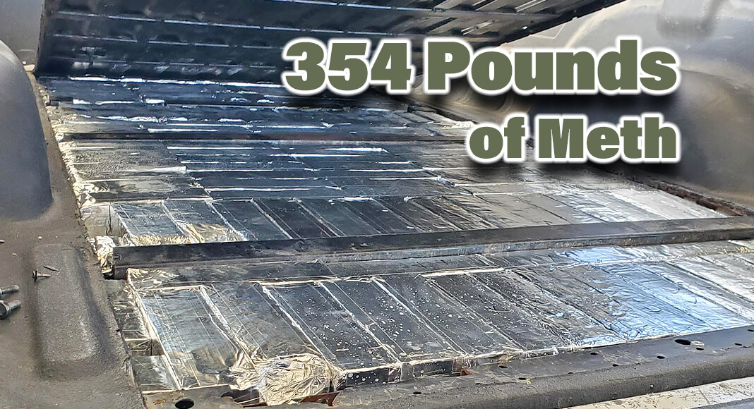 U.S. Customs and Border Protection officers working at the Paso Del Norte international crossing seized 354 pounds of methamphetamine Nov. 18. The drugs were concealed in the bed of a pick-up truck that entered the U.S. from Mexico. USCBP Image