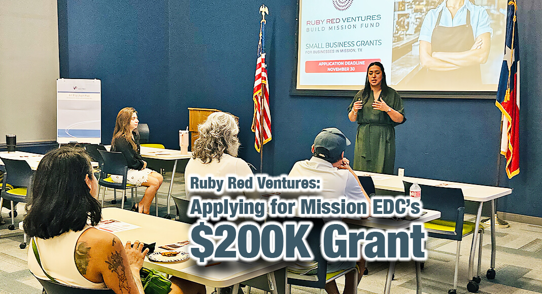 Mission Director of Economic Development Belen Guerrero explains the Ruby Red Ventures grant for small businesses during the first of two info sessions this month on Wednesday, Nov. 8, 2023, in Mission. Courtesy Image