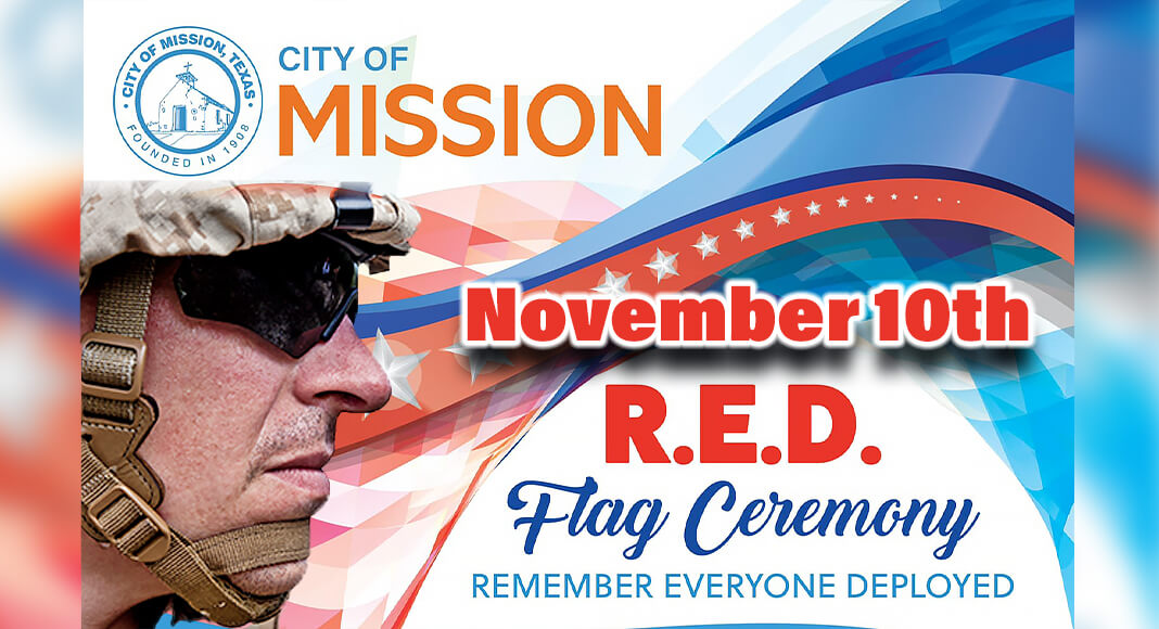 The City of Mission has proclaimed November 10th, and every subsequent Friday, as Remember Everyone Deployed (R.E.D) Day, a powerful initiative to honor and show support for the brave men and women currently serving in the nation's armed forces. As a poignant symbol of this commitment, Mission is hosting a R.E.D. Flag Ceremony on Friday, November 10th at 9:30 a.m. at the Mission Police Department (1200 E 8th St, Mission, TX). Courtesy image for illustration purposes 