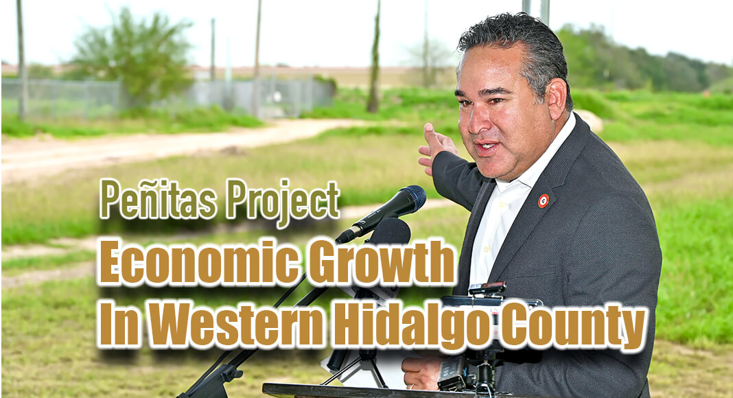 Hidalgo County Commissioner Everardo 'Ever' Villarreal in Peñitas points north towards the future construction of the Liberty Road Expansion Project, a key development for infrastructure and economic growth in western Hidalgo County, with over $14 million in funding. Image by Roberto Hugo González