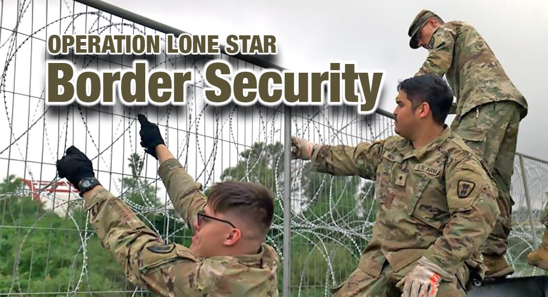 Texas National Guard Engineer Special Response Teams repaired existing concertina wire barriers damaged by illegal crossers and installed new anti-climb barrier (ACB) near Brownsville this week.Photo; Texas Military Department