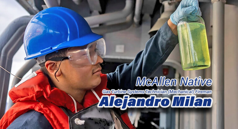 McAllen Native Checks Fuel Sample Aboard USS Princeton As Ship Refuels at Sea