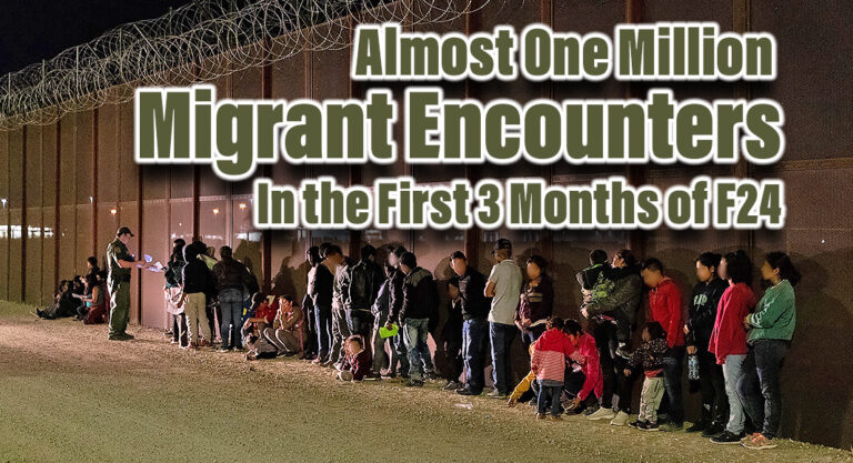 Unprecedented Migrant Encounters at U.S. Borders, Almost One Million in the first 3 Months of F24