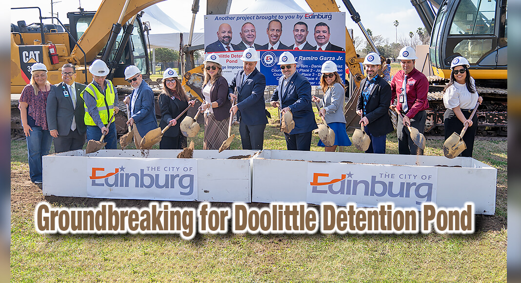 The City of Edinburg hosted a groundbreaking ceremony for the Doolittle Detention Pond Earlier today Thursday, February 8th. Image courtesy of the City of Edinburg