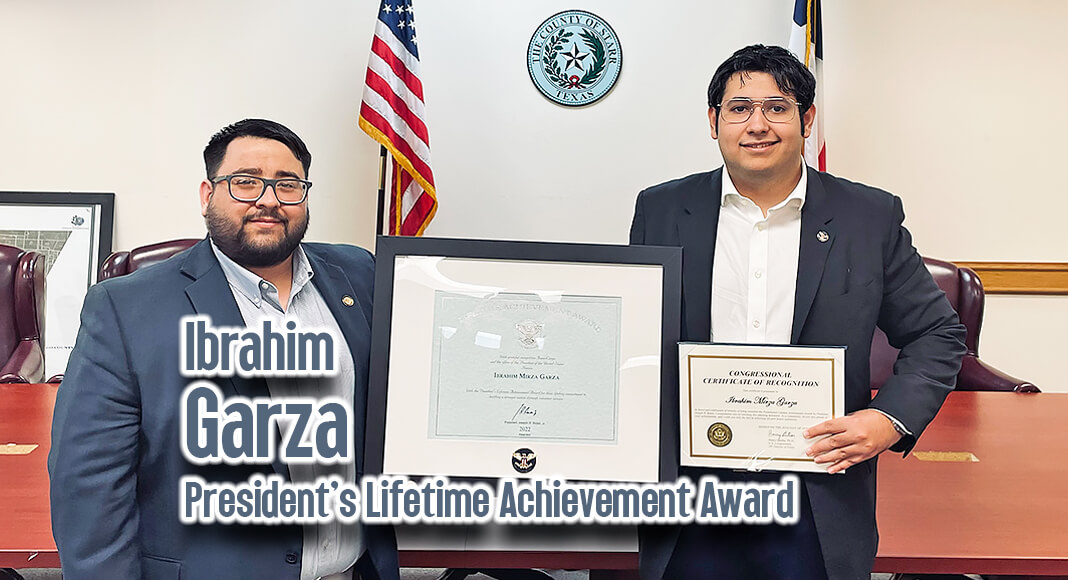 In a groundbreaking blend of technology and financial empowerment, Valley innovator Ibrahim Garza on the right, has been awarded the President’s Lifetime Achievement Award for his work with the Blockchain Readiness for New Consumers (BRNC). Photo Courtesy Robert Bazan