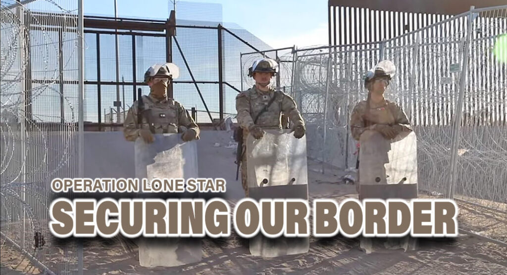 The Texas National Guard continue to work around-the-clock to reinforce miles of newly installed concertina wire along the Texas-Mexico border in El Paso. Photo: Texas Military Department