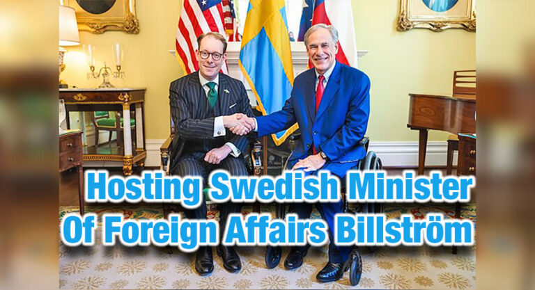 Governor Hosts Swedish Minister of Foreign Affairs Billström