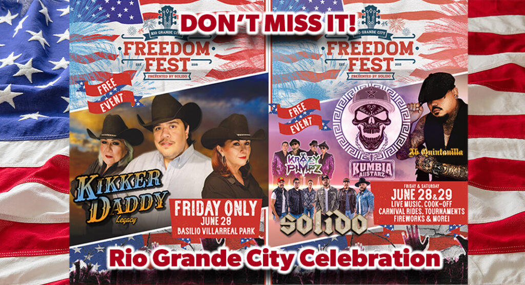 The City of Rio Grande City is excited to announce its annual Freedom Fest Celebration, set to take place on Saturday, June 29, at Basilio Villarreal Park. This year's event promises to be an unforgettable experience, presented once again in association with the Grammy-winning musical group Solido. Images courtesy of Rio Grande City