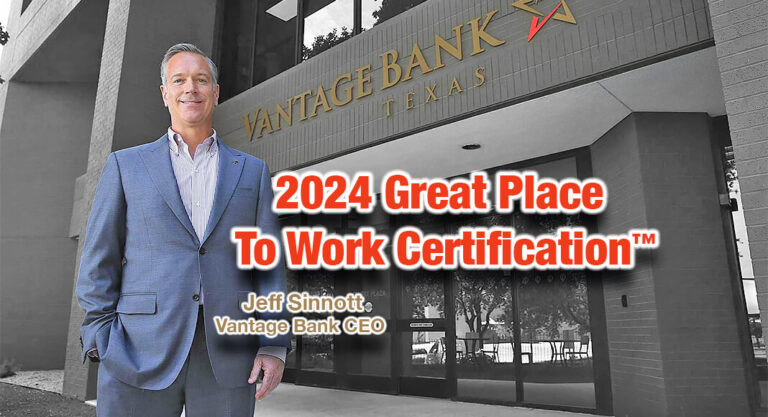 VANTAGE BANK Earns 2024 Great Place To Work Certification™