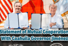 Gov. Signs Statement of Mutual Cooperation with Coahuila Governor Jiménez