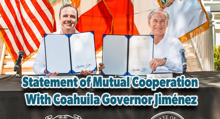Gov. Signs Statement of Mutual Cooperation with Coahuila Governor Jiménez