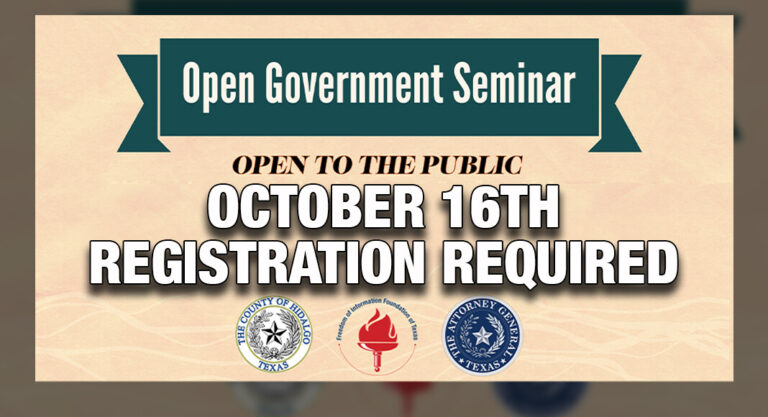 Hidalgo County to Host Open Government Seminar, Oct. 16th