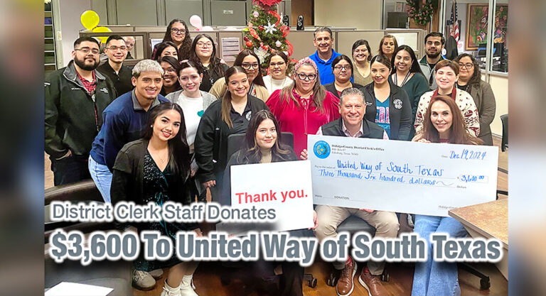 District Clerk Staff Donates $3,600 To United Way of South Texas