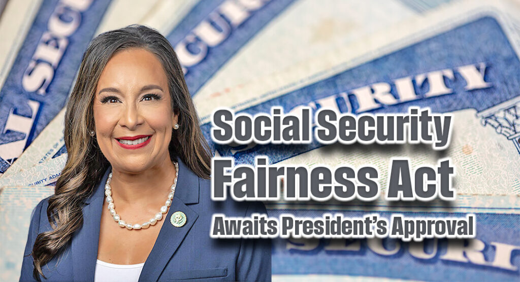 Congresswoman Monica De La Cruz celebrates the passage of the Social Security Fairness Act (H.R. 82) through the Senate. Image for illustration purposes